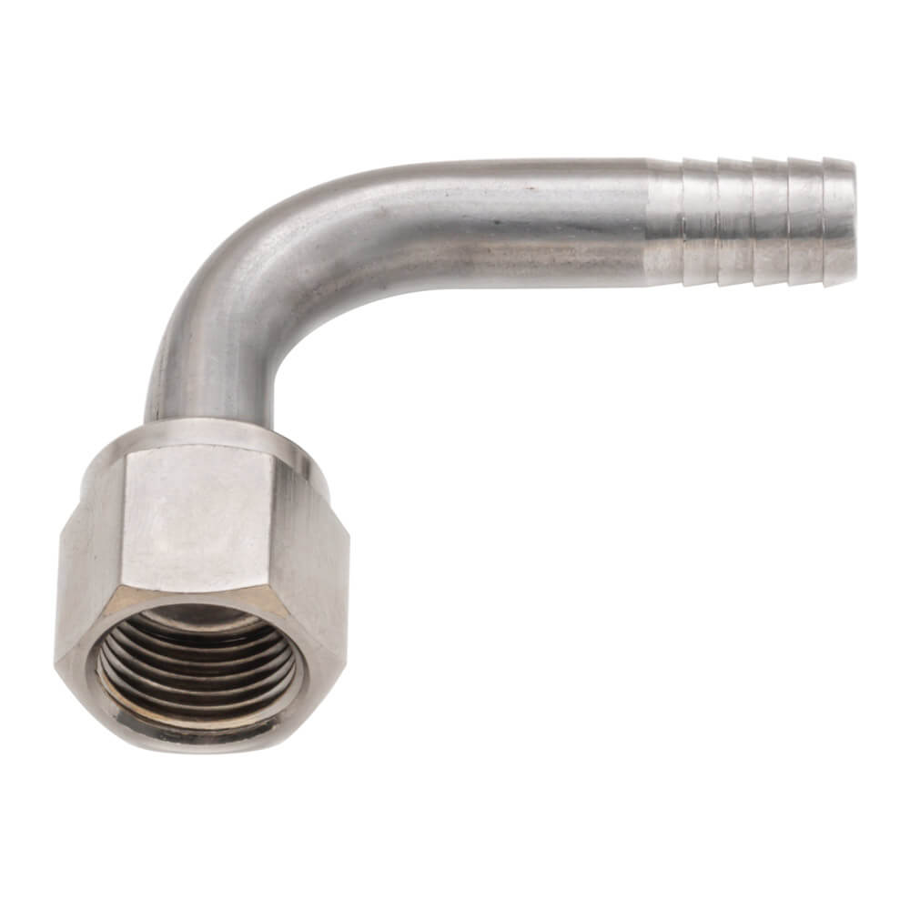 3/8" Swivel Nut to 3/8" Barbed Stem 90 Degree Elbow