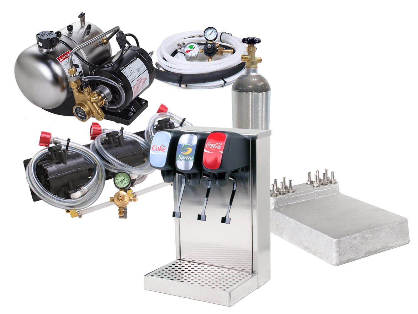 3-Flavor Tower Soda Fountain System with Cold Plate