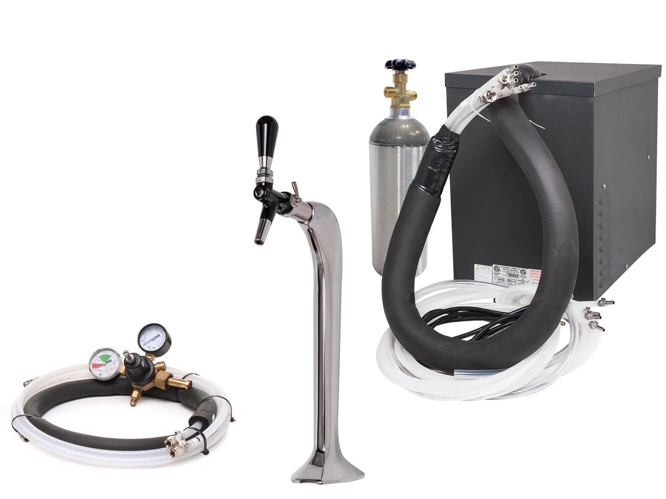 Seltzer Draft Arm (Flow Control) Soda Fountain System with Compact Remote Chiller