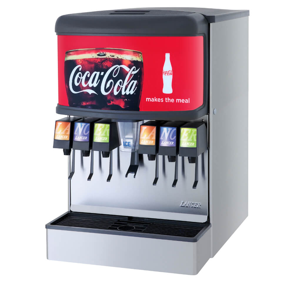 6-Flavor Ice & Beverage Soda Fountain System (angle)