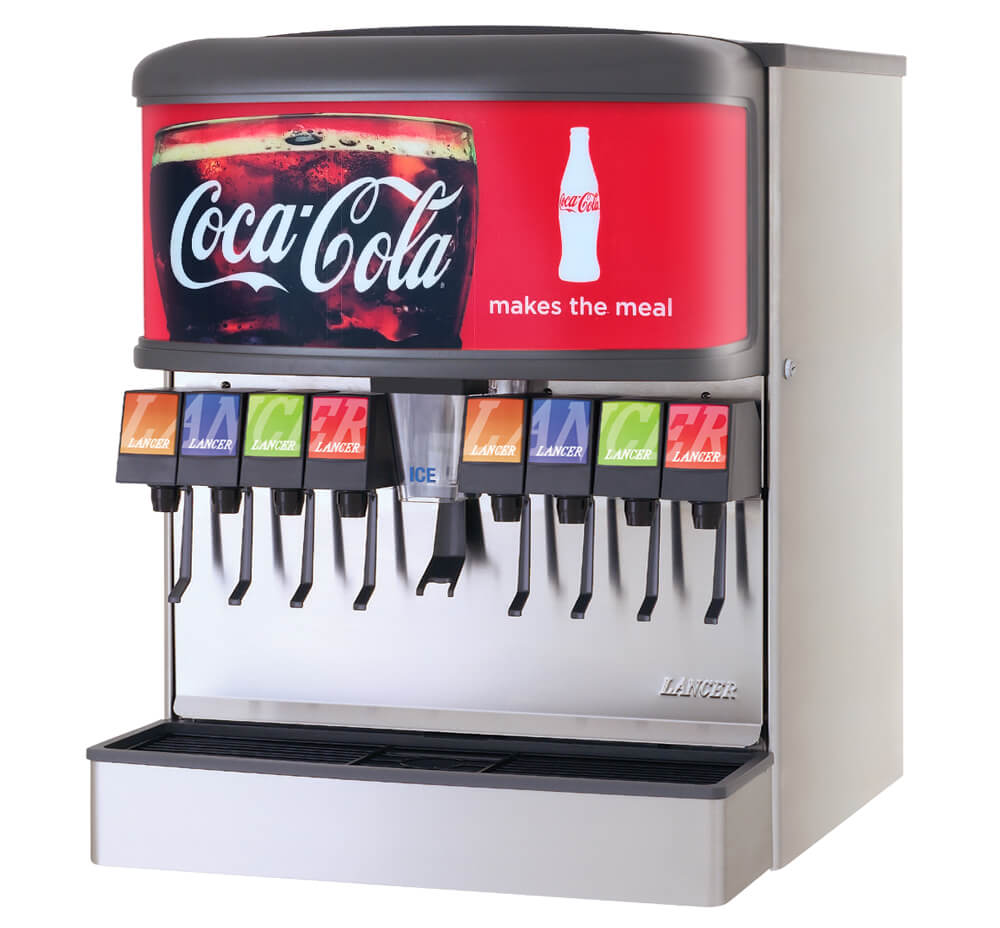 8-Flavor Ice & Beverage Soda Fountain System (angle)