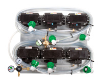 6 Flojet T5000 Series Pumps with BIB Hose, BIB Connects, Primary and Secondary Regulators Mounted on Pump Panel