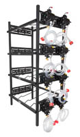 4 Double Racks with 8 SHURflo Syrup Pumps and Secondary Regulator 27" W x 19" D x 60" H