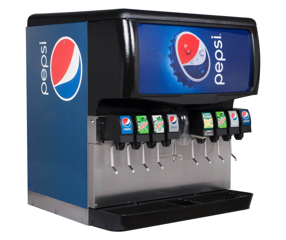 8-Flavor Ice & Beverage Soda Fountain System (angle)