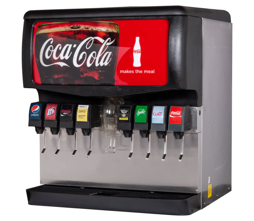 8-Flavor Ice & Beverage Soda Fountain System (angle)