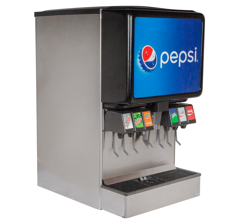 6-Flavor Ice & Beverage Soda Fountain System (angle)