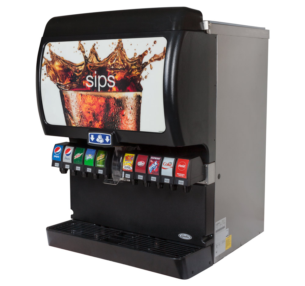 10-Flavor Ice & Beverage Soda Fountain System (angle)