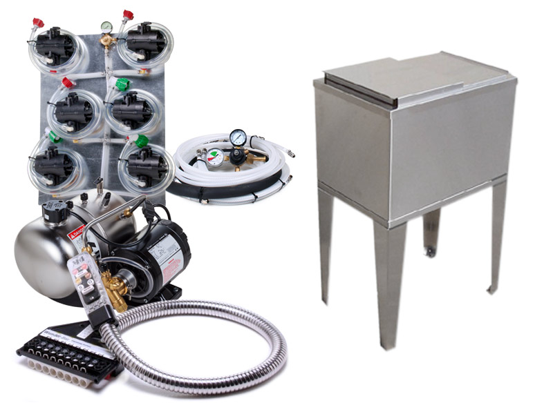 sg00146C Complete 6Flavor Soda Gun System with Freestanding Ice Bin Cold Plate (15 x 22