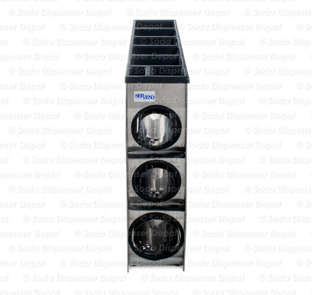 Servend 3-Tube Gravity Fed Cup Dispenser (front)