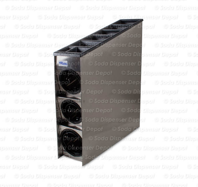 Servend 3-Tube Gravity Fed Cup Dispenser (angle)