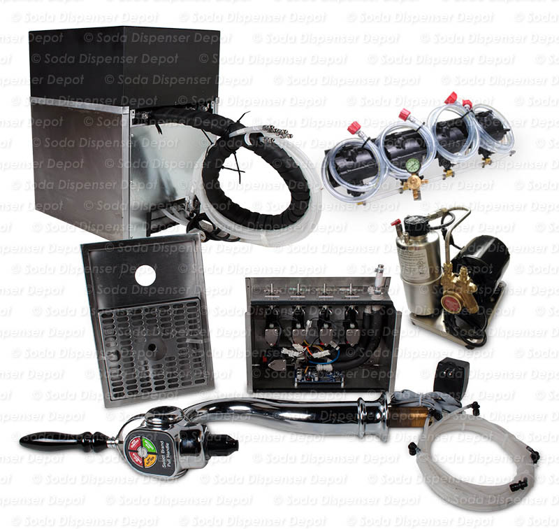 Complete 4-Flavor Draft Arm Soda Fountain System w/ Remote