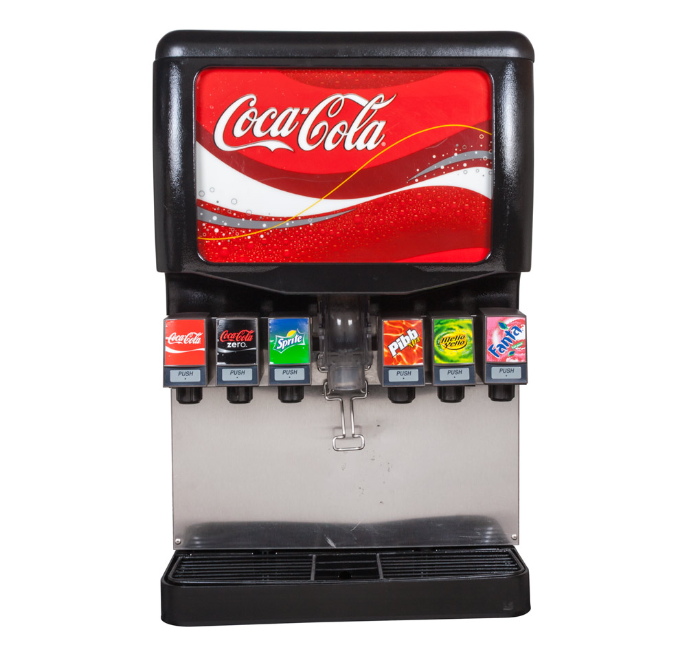 Complete 6-Flavor Ice and Beverage Dispenser System (front)