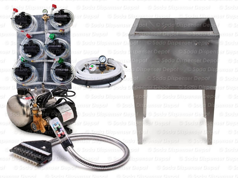 Complete 6-Flavor Soda Gun System w/ Ice Bin Cold Plate (15x22)